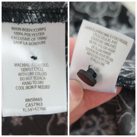 LEITH Black & White Floral V Neck Long Sleeve Dress Size Medium - Picture 10 of 14